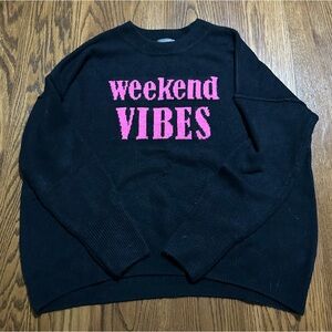 VINCE‎ CAMUTO “Weekend Vibes” black and pink sweater polyester size small S